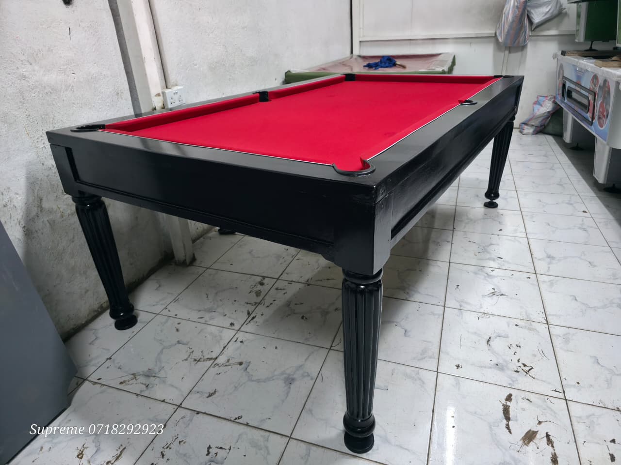 Pure Solid Mahogany Wood Slim Home/Office Use Marble Pool Table - Image 11